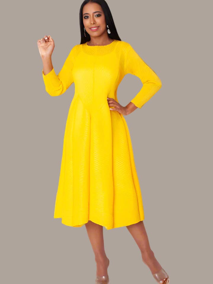 Vibrant Textured Bubble Midi Dress - 82765 for wholesale by For Her NYC