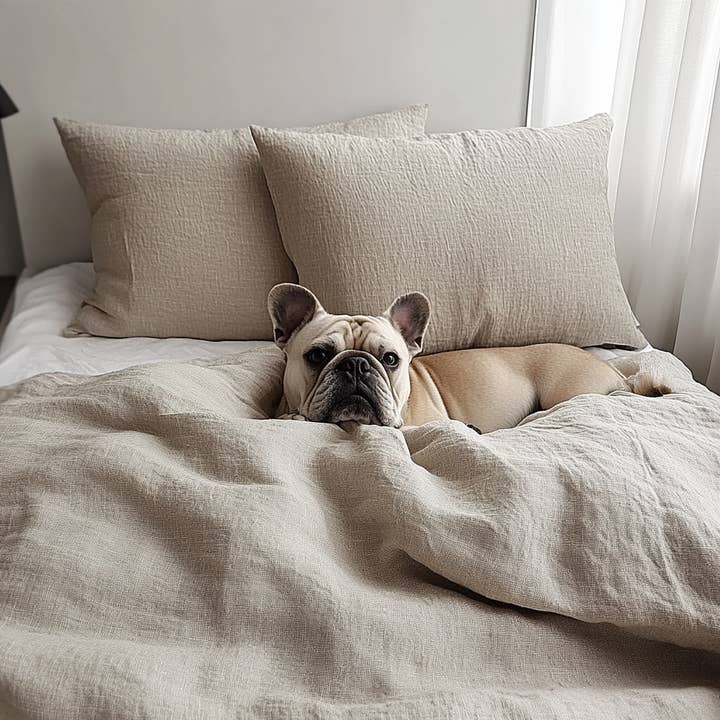 Q VITA - Wholesale Bedding Set - 80%TENCEL 20% Linen Duvet Cover Set - Oatmeal Color