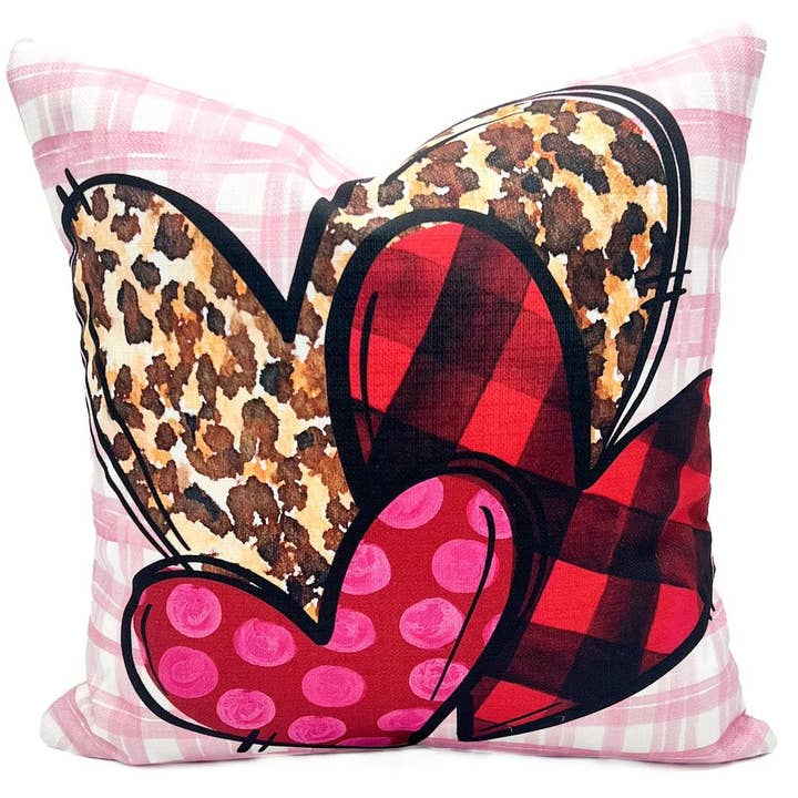 Three Hearts Valentines Pillow for wholesale by Rachel Brooks Design, LLC