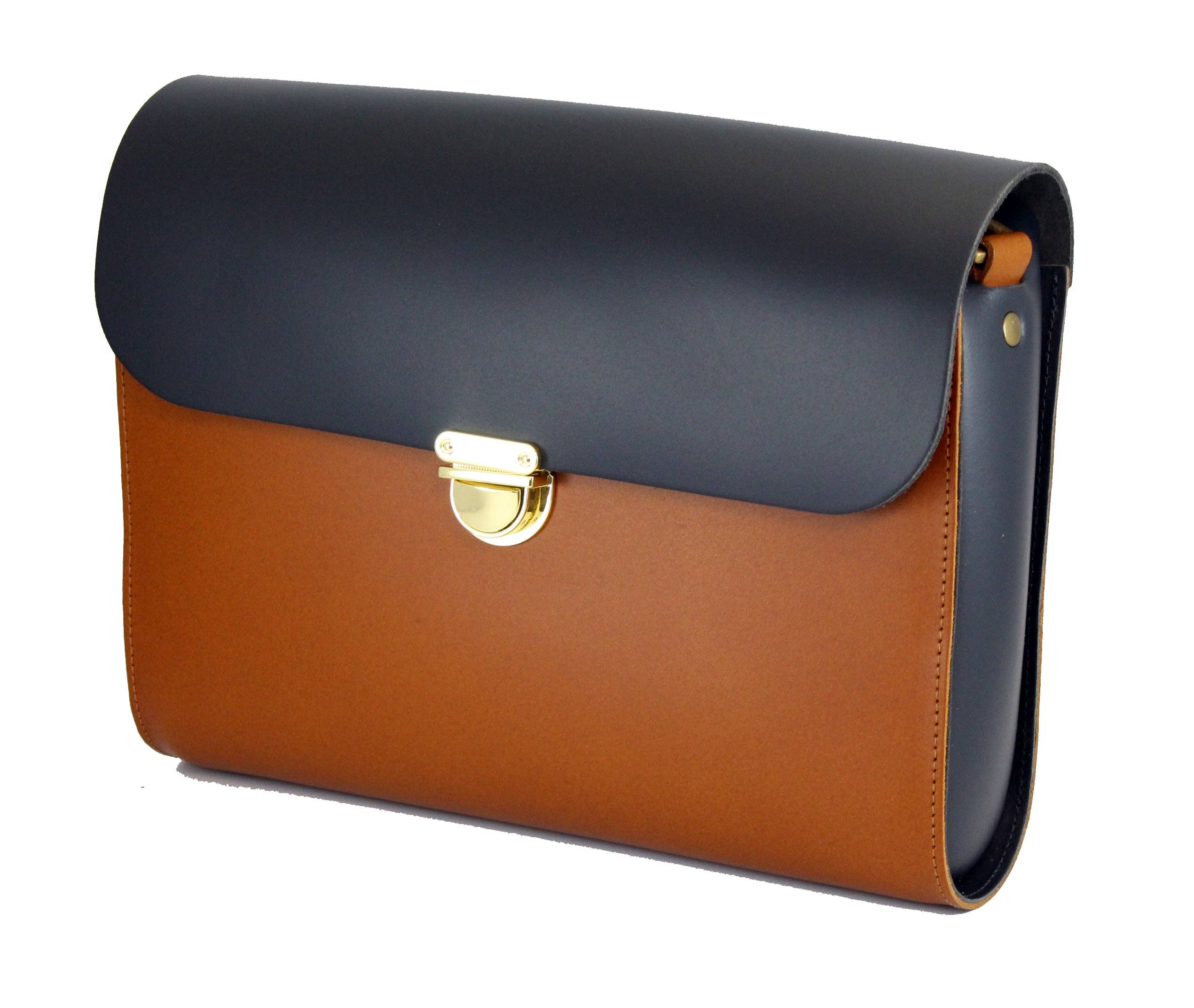 A to Z Leather – wholesale Satchel – Women's – Navy and Tan Leather Satchel - Leilani11