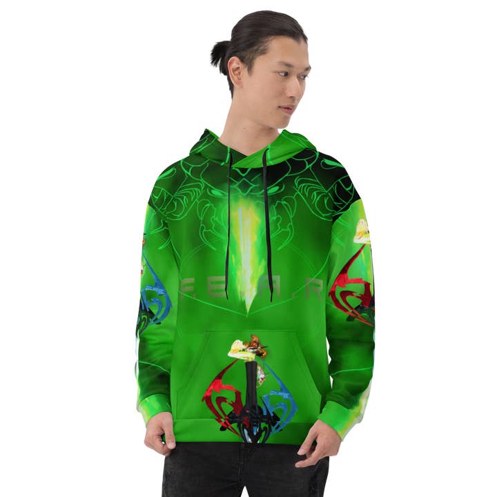 RAZRWING INC. F.E.A.R. IS IN THE A I R -GREEN SMOKE- Hoodie voor wholesale door RAZRWING