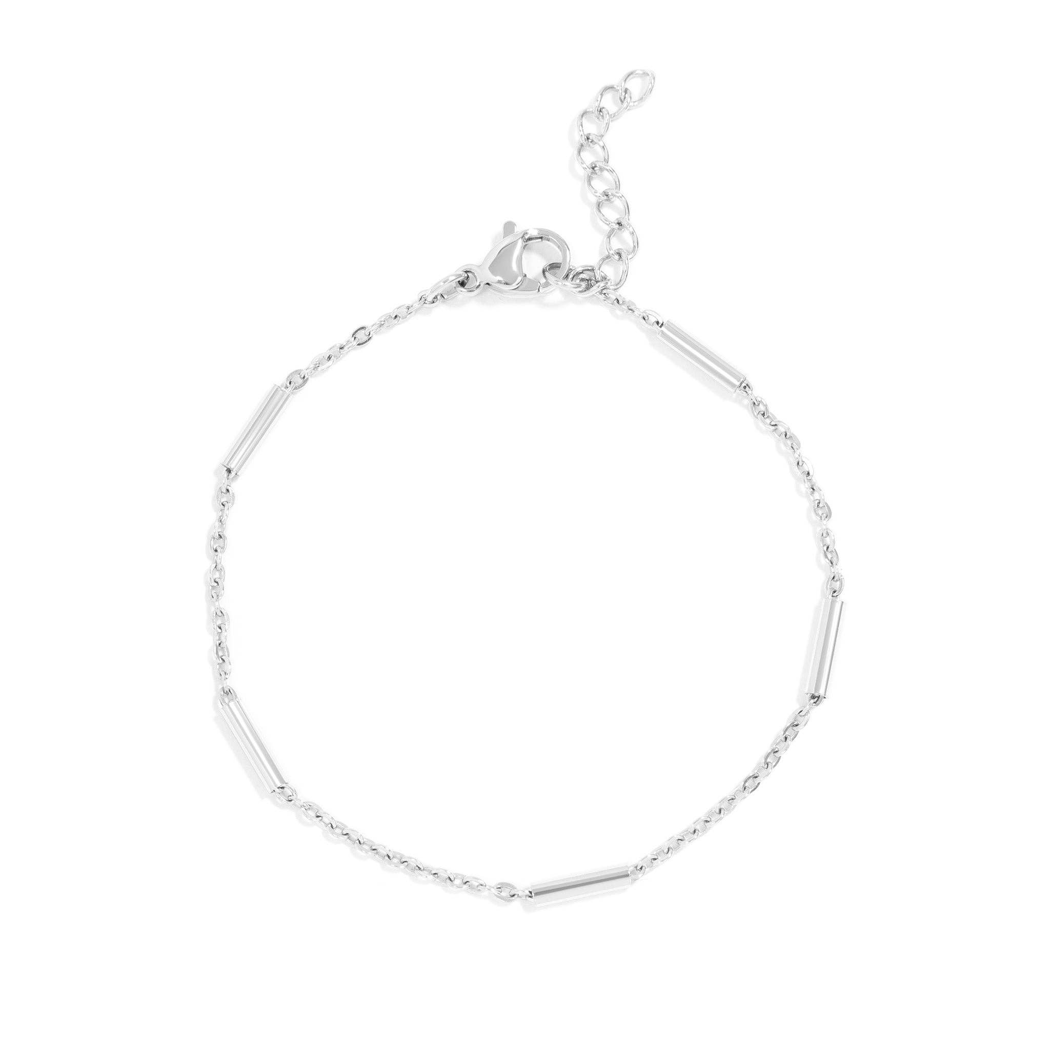 WJW - Wholesale Link & Chain Bracelet - 18K Gold PVD Stainless Steel Satellite Bar Chain Bracelet2