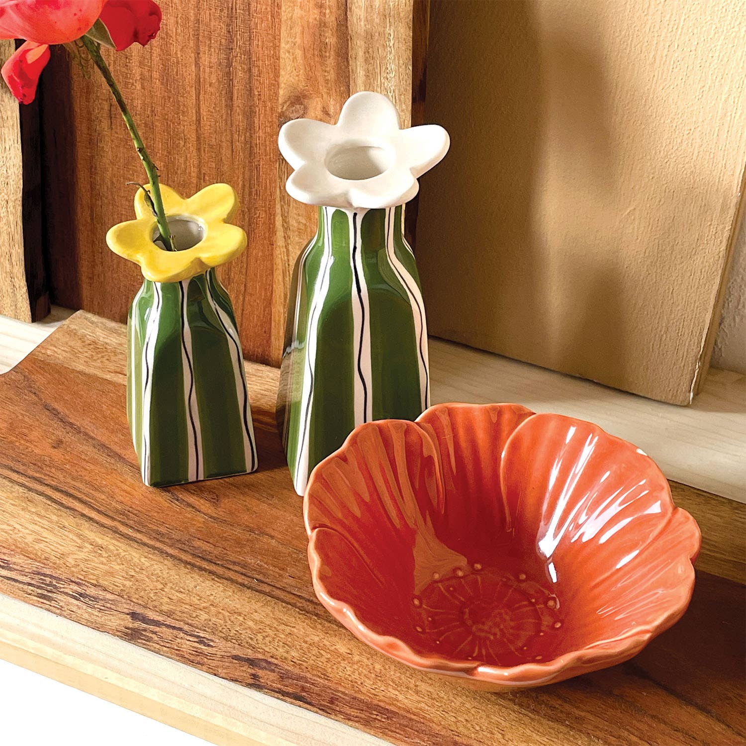 Opjet Paris – Engroshandel Pyntetallerken/skål – Opjet Paris orange blomsteskål Ø14 x H6 cm4
