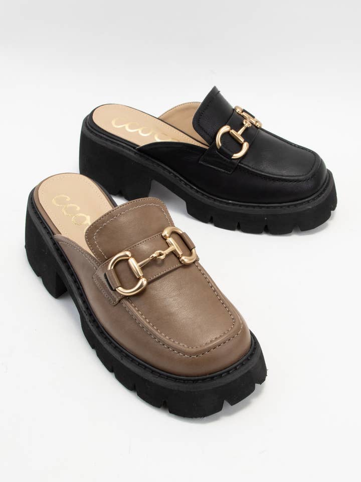 CCOCCI - Wholesale Loafers - Women's - LYNN CHUNKY PLATFORM HORSEBIT SLIP ON LOAFER MULE25