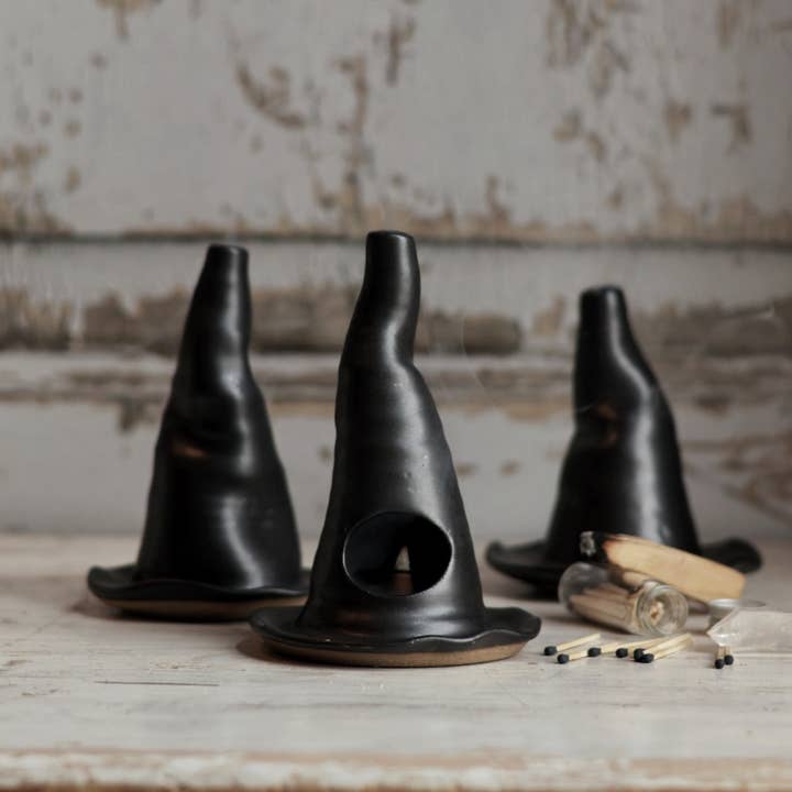 Gravesco Pottery - Wholesale Incense Holder - Witch Hat Incense Burner | Black Stoneware Handmade Ceramic3