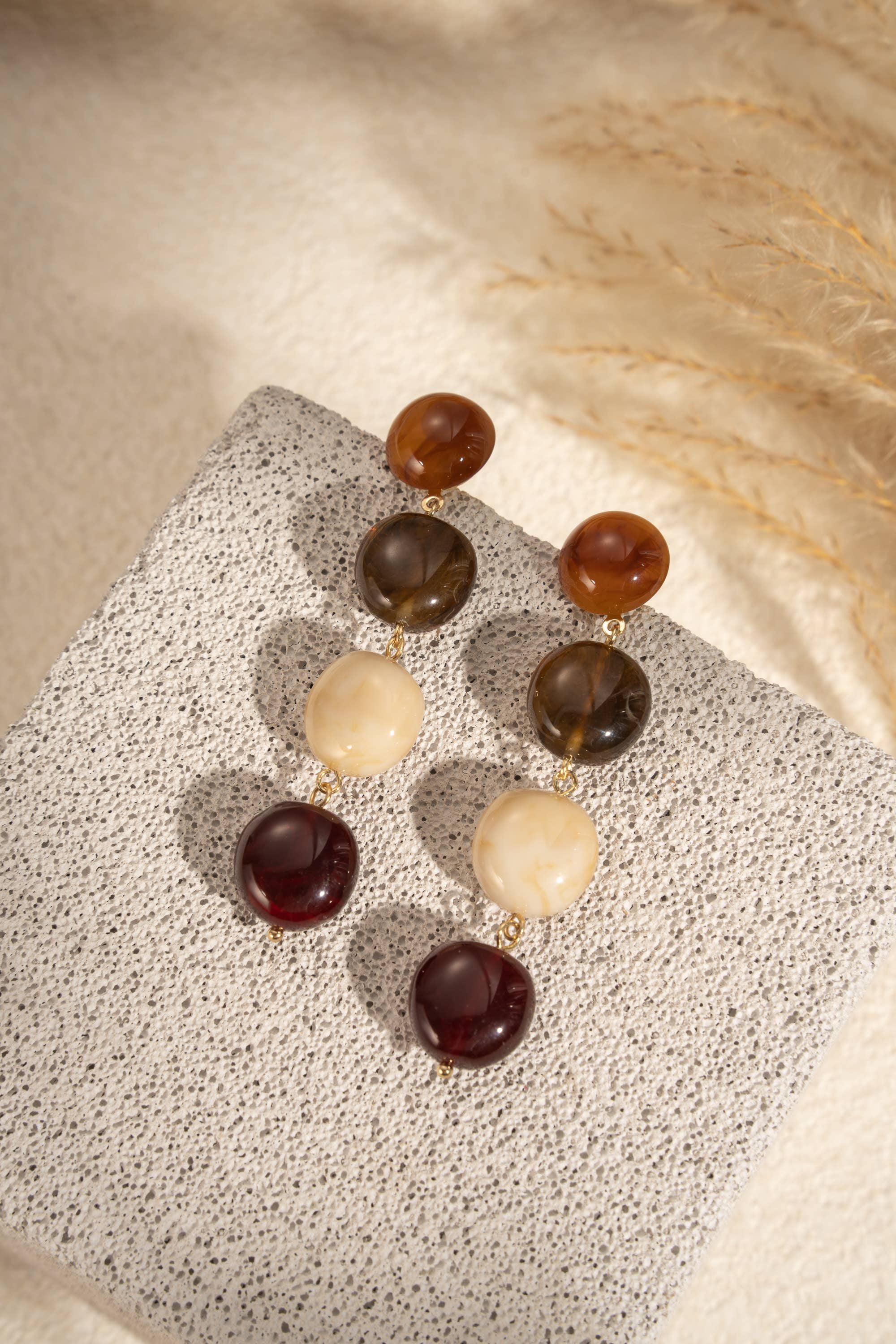 COSMOS – Engroshandel Hængeøreringe og creoløreringe – Ovale gradueret harpiks øreringe chic kvinde stål0