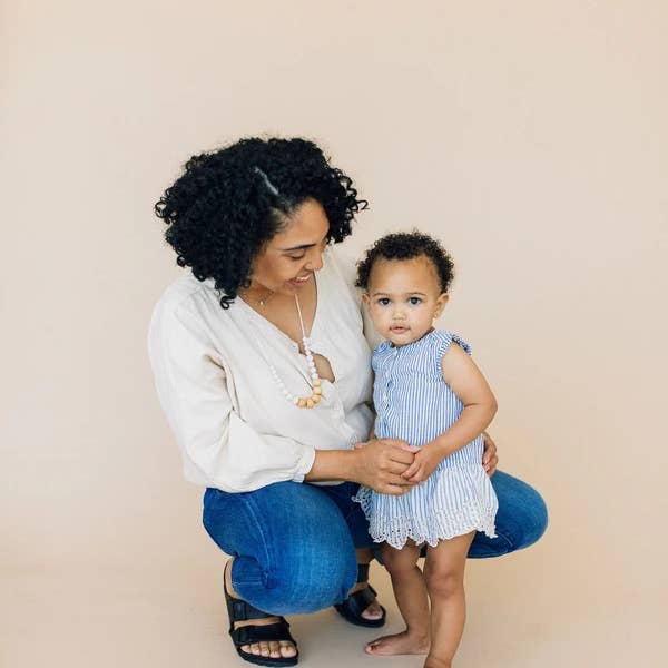 Chewable Charm - Wholesale Teething Necklace - Baby - The Landon - Rose Quartz Teething Necklace3