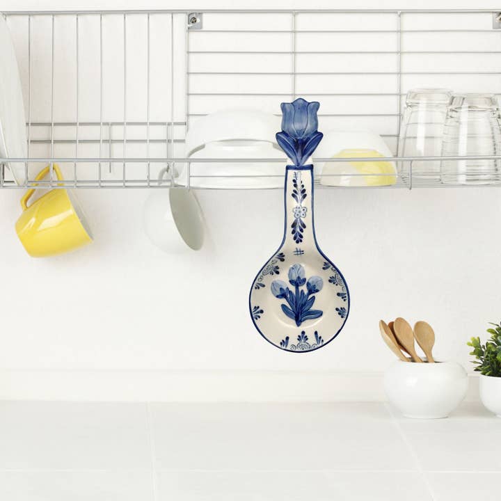 European Heritage Gifts - Wholesale Spoon Rest - Porcelain Spoon Rests Delft Blue 3 D Tulip