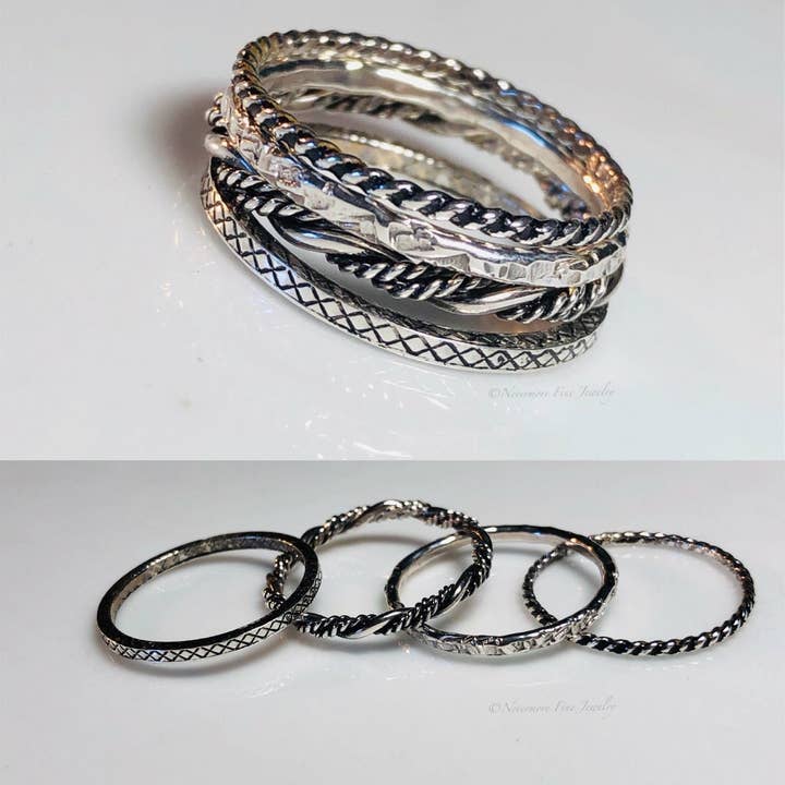 Stack able textured rings for wholesale by Nevermore Fine Jewelry