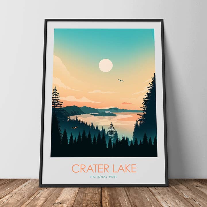Imprimé minimaliste du parc national de Crater Lake pour la vente par Studio Inception