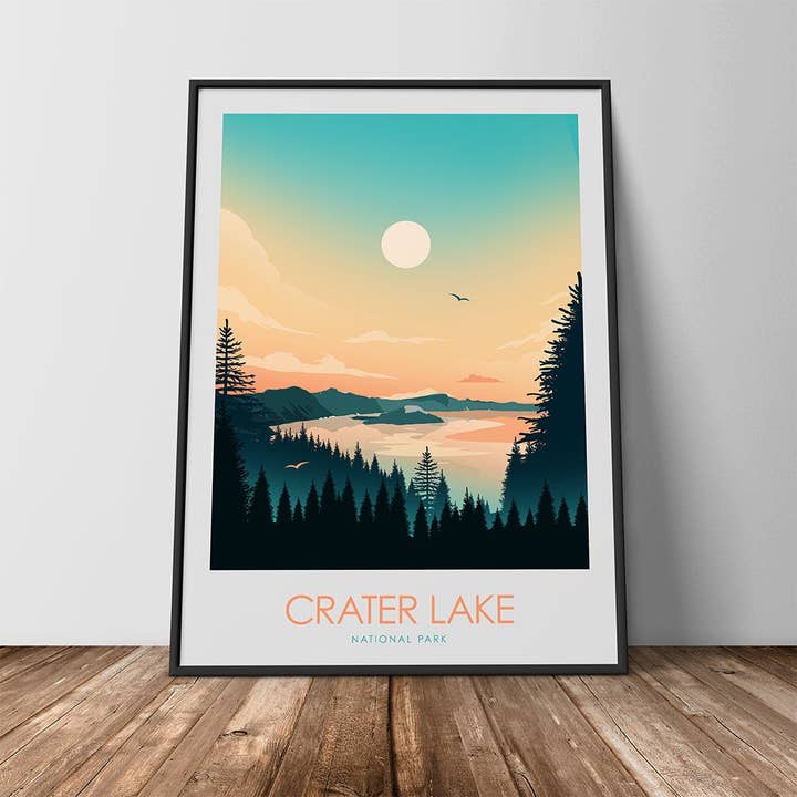 Imprimé minimaliste du parc national de Crater Lake pour la vente par Studio Inception