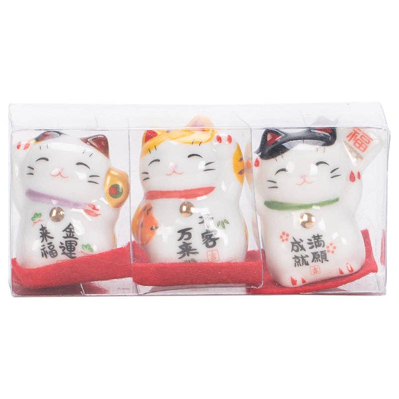 Gohobi （We cover U.S. import duties） - Wholesale Decorative Figurine - Gohobi A set of 3 Ceramic Lucky Cat Ornaments11