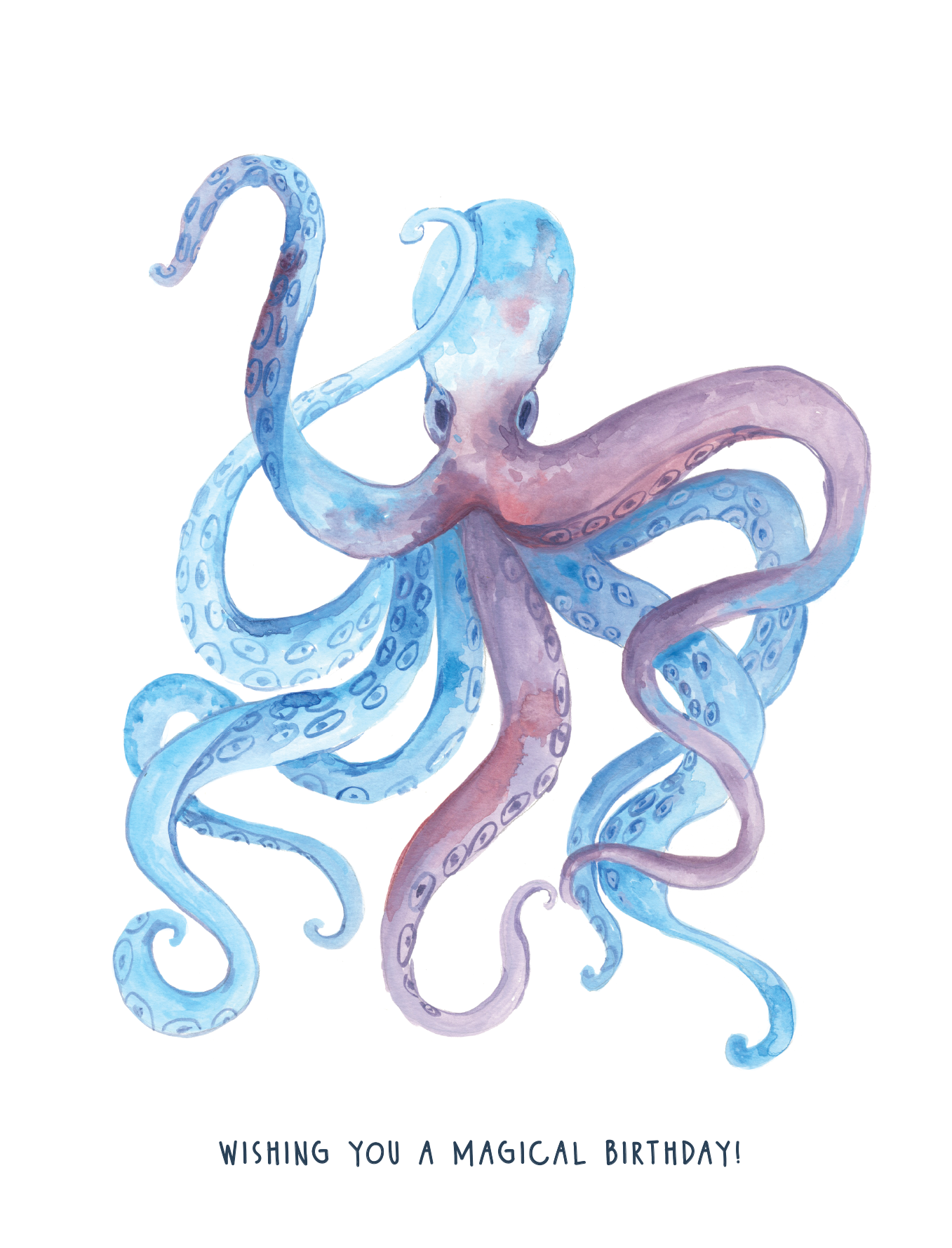 Jessica Frasz Studio – Engroshandel Fødselsdagskort – Blæksprutte fødselsdag lykønskningskort1