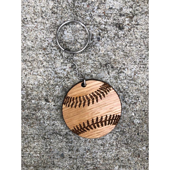 TWWKY - Wholesale Keychain - Unisex - Wood Baseball Keychain- Personalized and Custom Made