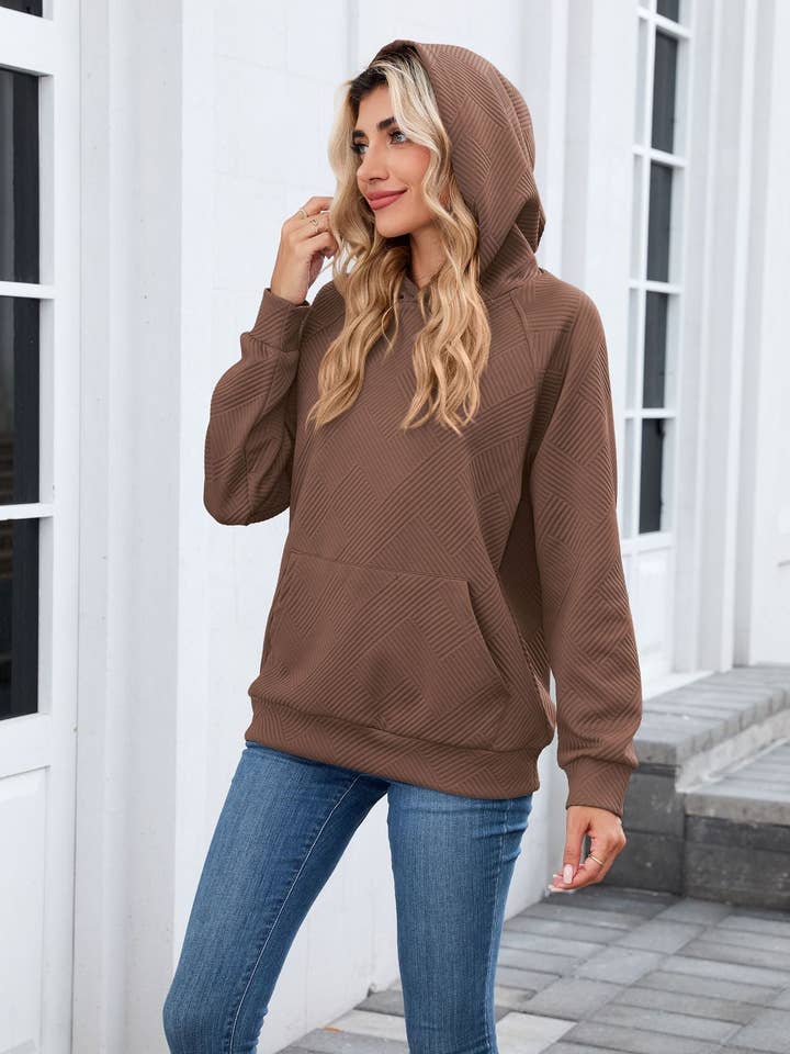 Lovesoft - Wholesale Hoodie - Women's - Textured Chevron Hoodie | Cozy Pullover Kangaroo Pocket11