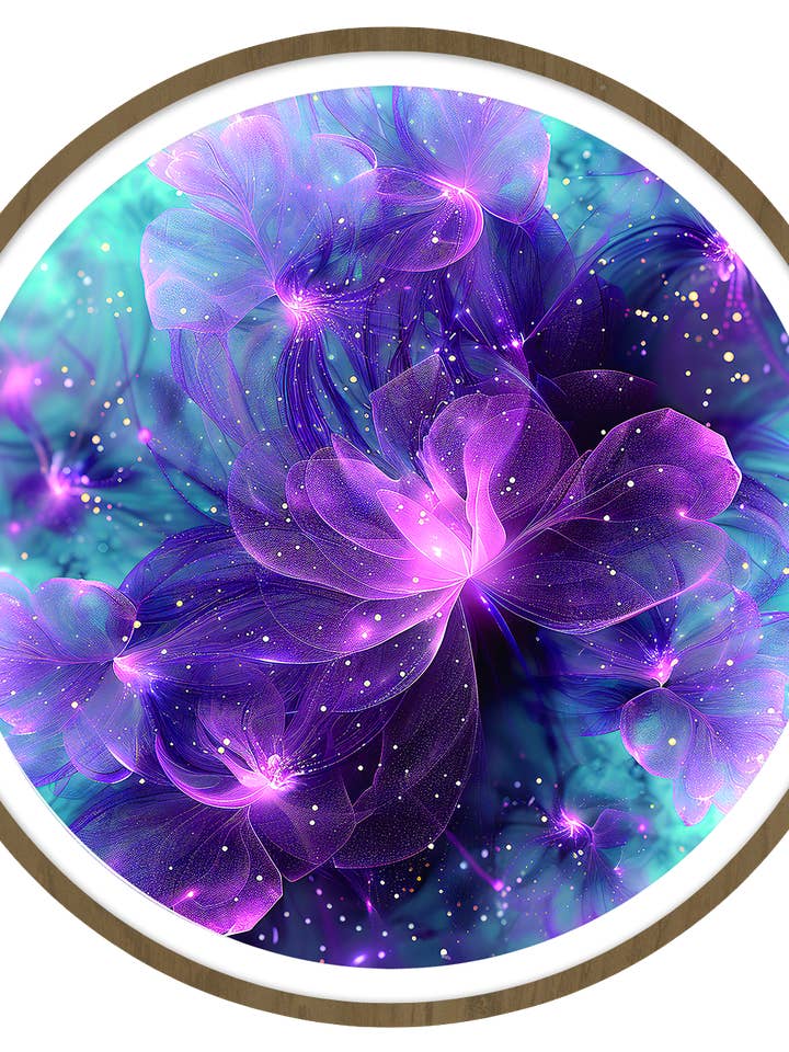 Purple blosoom round wall art for wholesale by Gonz.Art