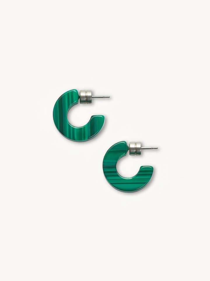 Muse Hoops in Malachite for wholesale by MACHETE