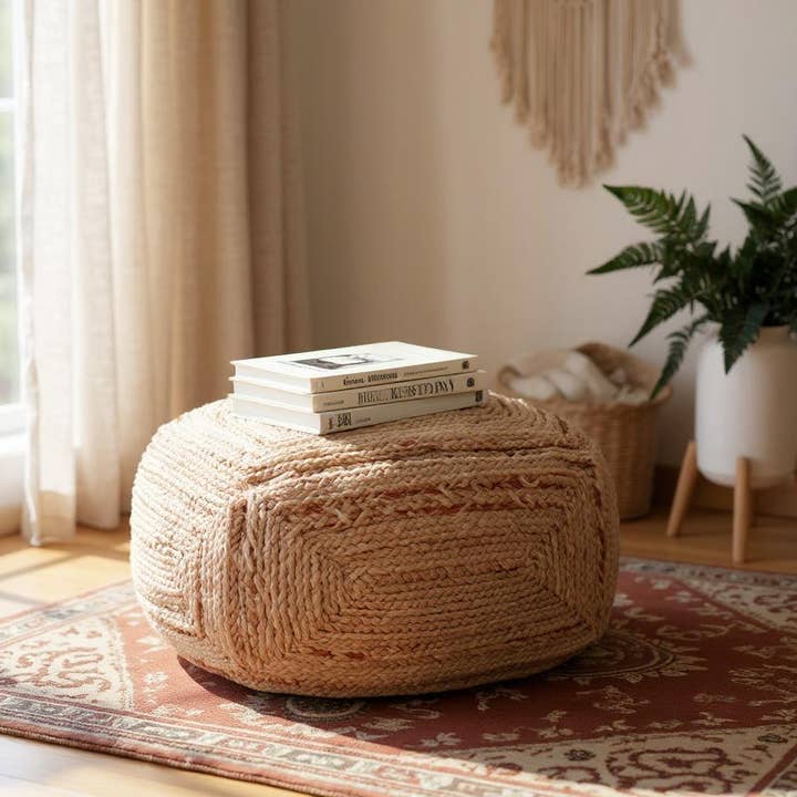 absolutely natural lifestyle - Wholesale Pouf - Jute Braided Pouffe0
