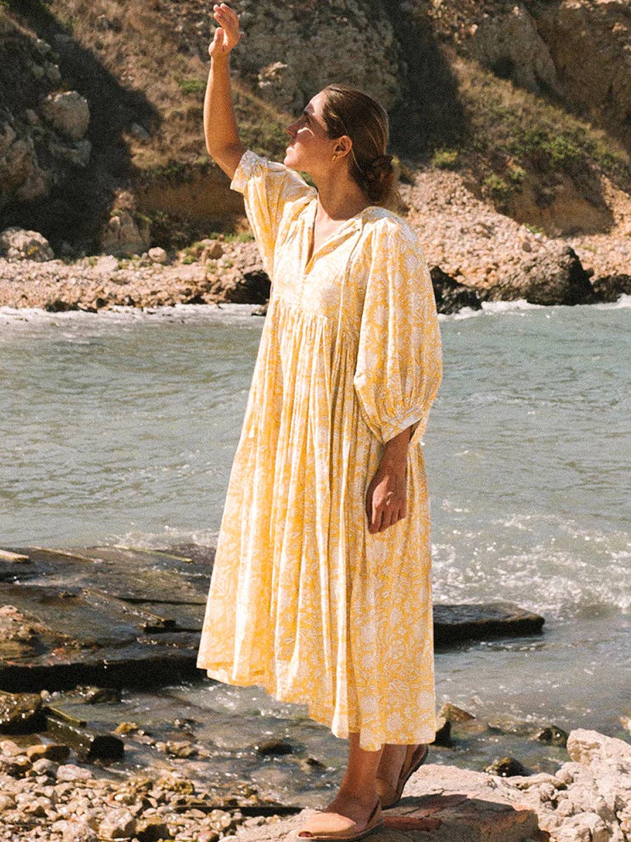 Sweetkama - Venta al por mayor Vestido - Mujer - Vestido largo diario para mujer con lazo floral Sweetkama20