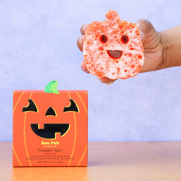Pumpkin Spice Pumpkin - Boo Pals Halloween 2025 Buffer for wholesale by Spongellé | Christmas 2025 | Stocking Stuffers | Gifts