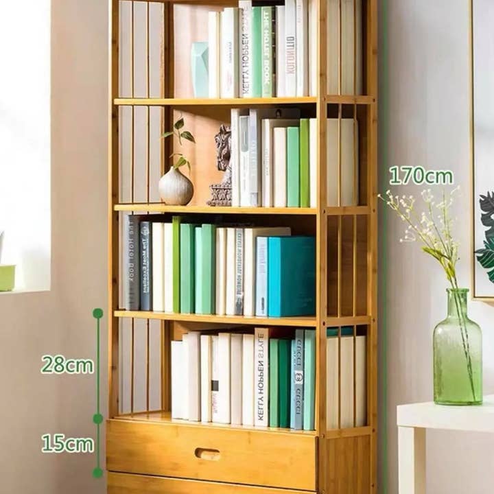 everythingbamboo - Wholesale Bookcase - Bamboo Wooden Bookcase Bookshelf Multi-Tiers Storage Rack Shelf Office Furniture11