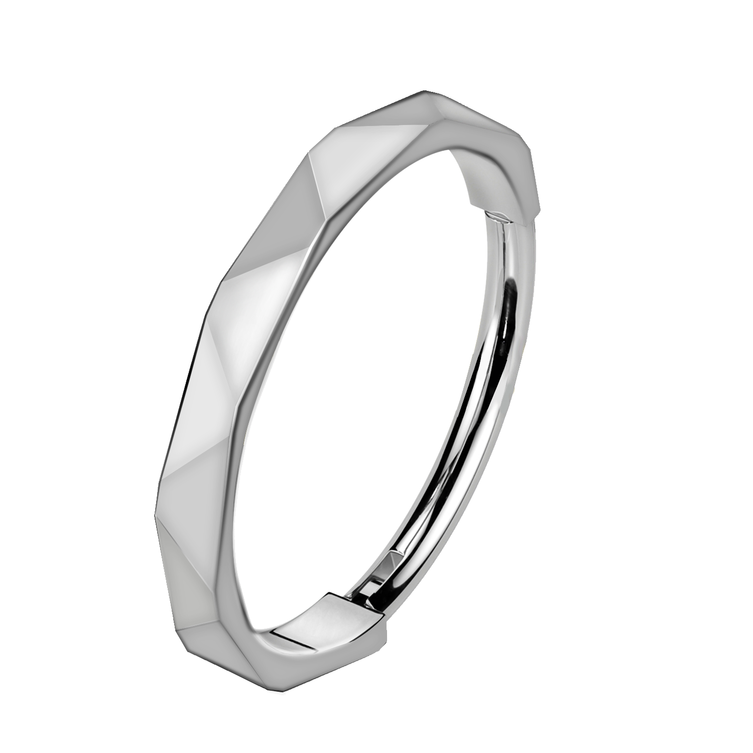 Awaken - Wholesale Band/Stacked Ring - PB-062 Faceted Circle Clicker Piercing0