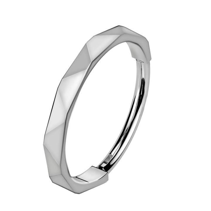Awaken - Wholesale Band/Stacked Ring - PB-062 Faceted Circle Clicker Piercing