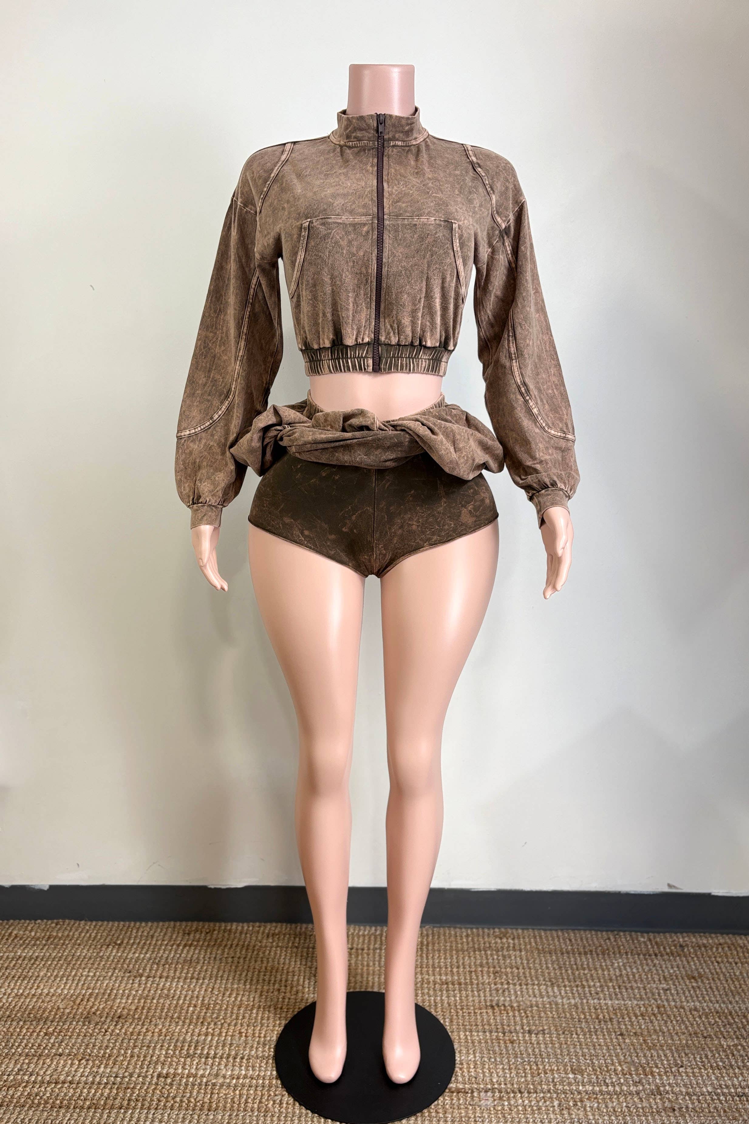 Dalia Studio – wholesale Top & skirt set – Women's – MINERAL WASH ZIP-UP JACKET & BUBBLE SKIRT SET16