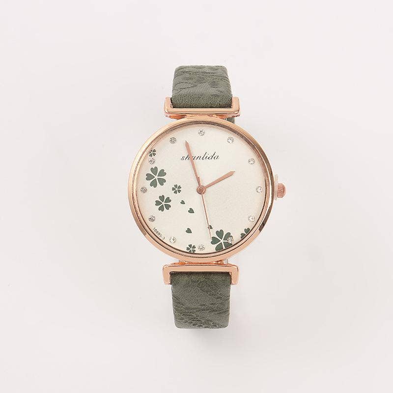 WoodWristCo - Vente Montre – femme - Montre femme classique rétro à bracelet en cuir4