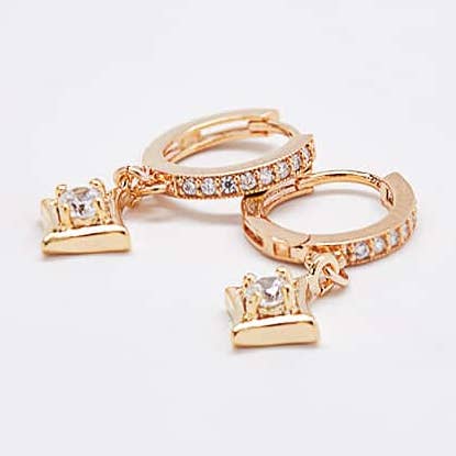 Admiral Row Jewelry - Wholesale Huggie Earrings - Pave Geometric Huggie Earrings - Jewelry