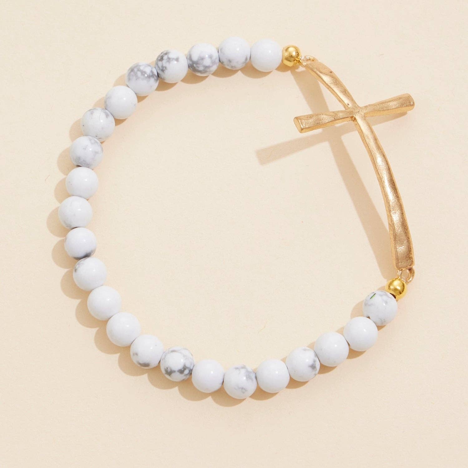 Frem - Wholesale Beaded Bracelet - Metal Cross Pendant Natural Stone Bracelet11