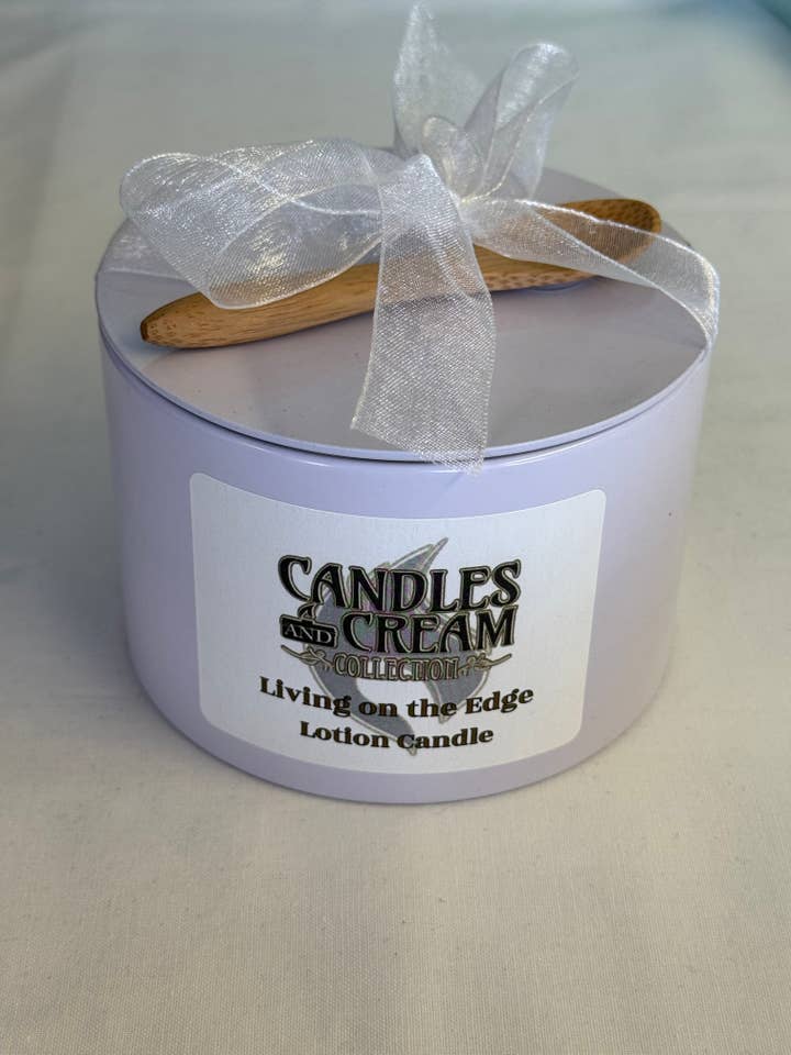 14 oz White Tin Lotion Candle for wholesale by Candles and Cream Collection