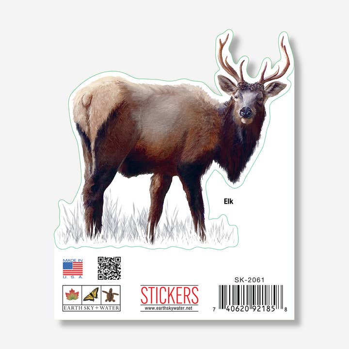 Elk Nature Sticker, 3.5" wide for wholesale by Earth Sky + Water