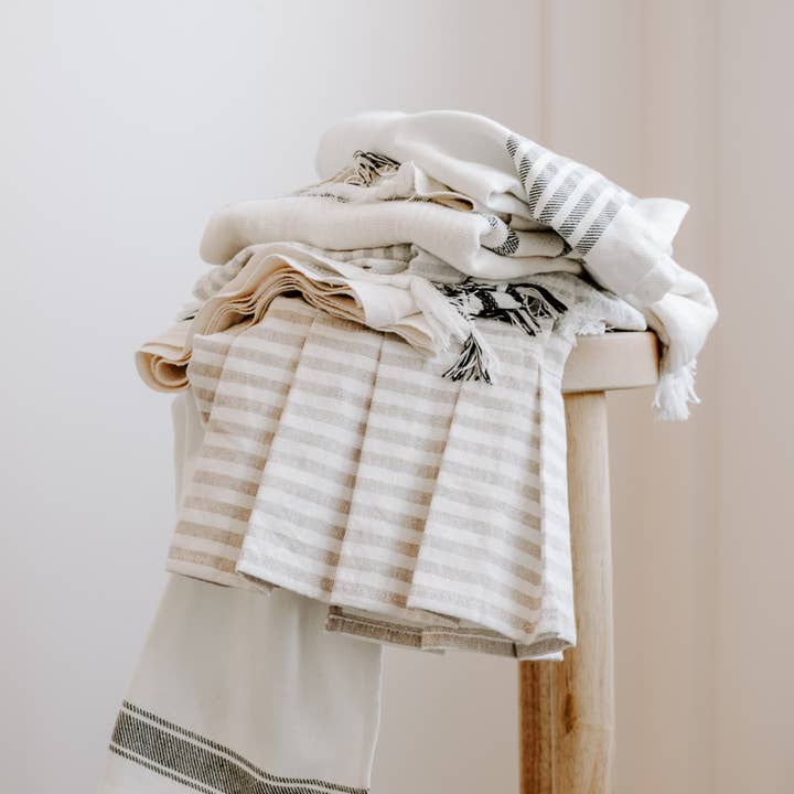 Sweet Water Decor - Wholesale Hand Towel - Striped Hand Towel with Ruffle, Grey - Home Decor & Gifts