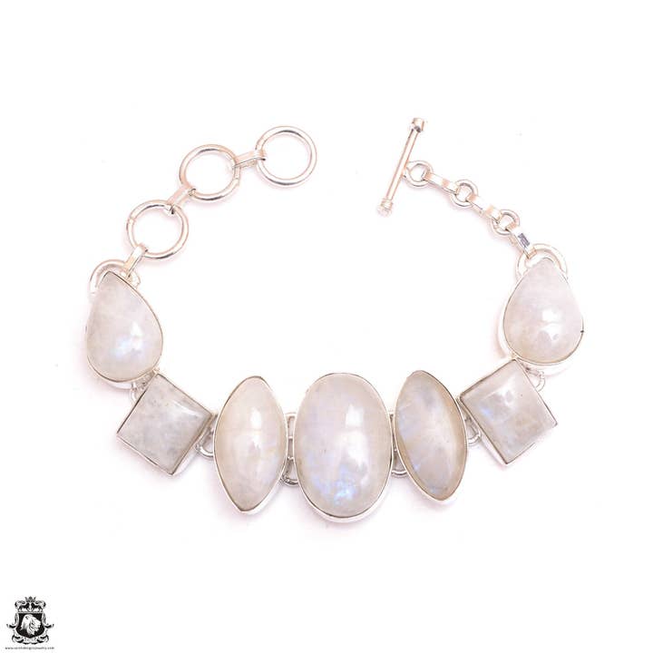 Prachtige regenboogmaansteen armband met echte edelsteen B4558 voor wholesale door SARAH DESIGNS JEWELRY