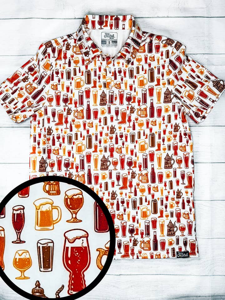 Beer Scatter Mens Polo for wholesale by Team Cocktail