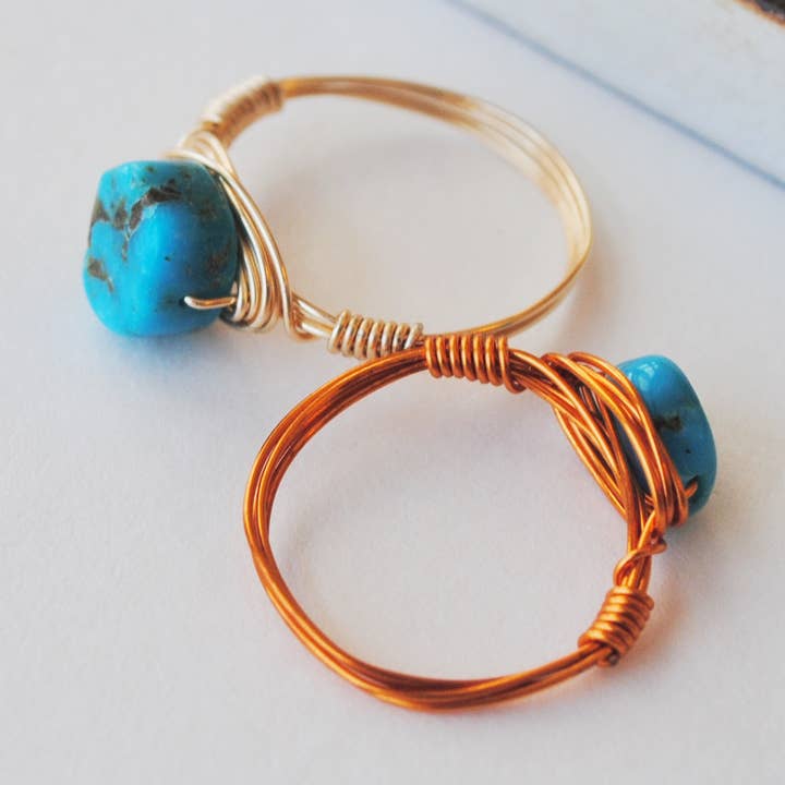 Türkiser Münzring für den Großhandel von Seaflowerjewelry