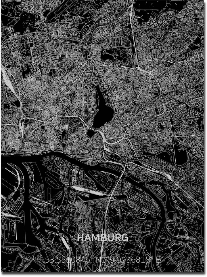 Citymap Hamburg | Aluminum wall decoration for wholesale by Brandthout.