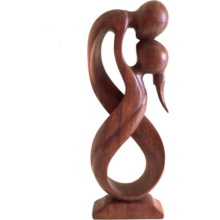 OMA - Eclectic Home - Wholesale Sculpture - Wood Embrace Hug Romance Statue Abstract Modern Decor - 9"