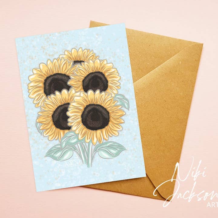 Cartão em branco de girassóis por atacado de Niki Jackson Art
