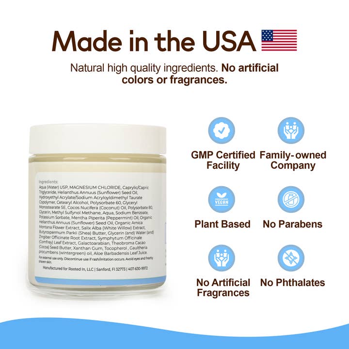 Rooted In - Wholesale Pain Relief Spray/Cream - Relief Magnesium Cream for Muscle Cramping and Pain7