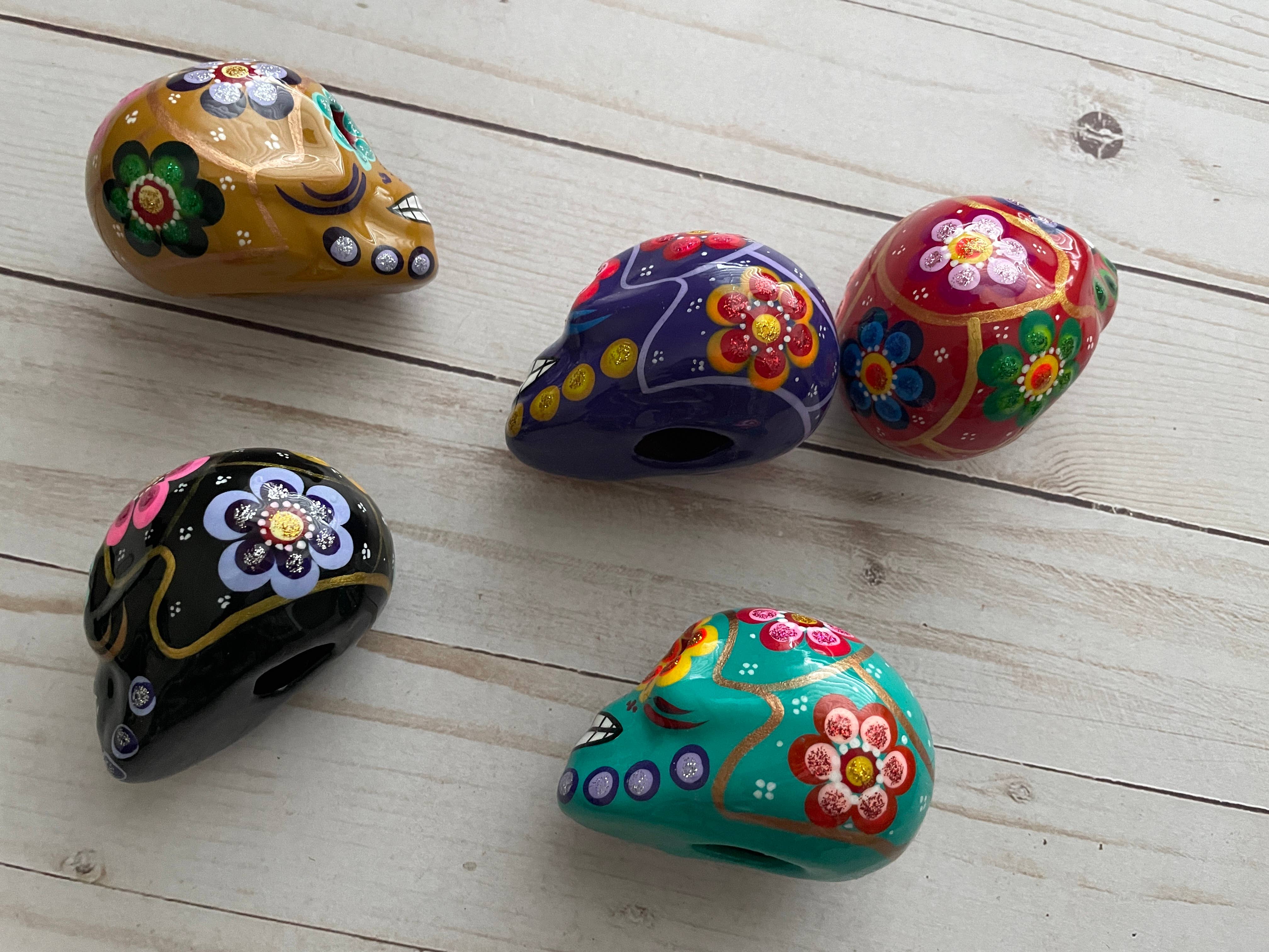 Viva Greetings - Wholesale Decorative Figurine - 12 Day of the Dead Mini Clay Painted Skeletons2