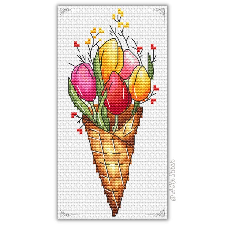 Tulip Treat Cross Stitch Kit for wholesale by AKxStitch