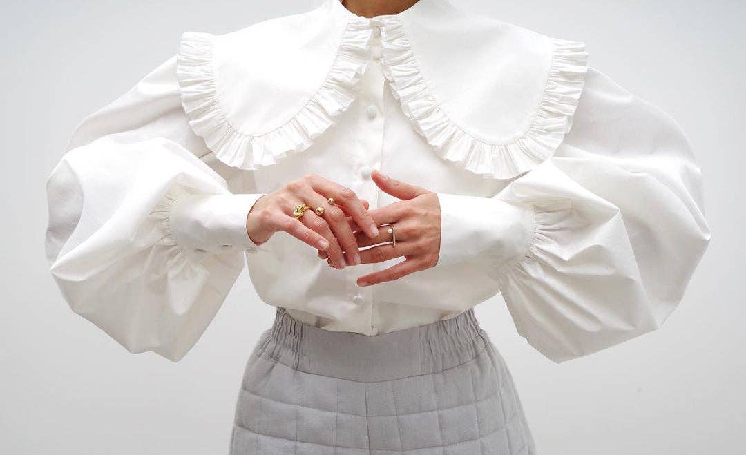 Marayn - Wholesale Button Down Shirt - Women's - French Chic Ruffle Collar Cotton Blouse19