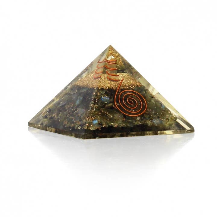 UniArt - Wholesale Spiritual Stone/Crystal - Orgonite Pyramid with Natural Stones and Copper Spiral