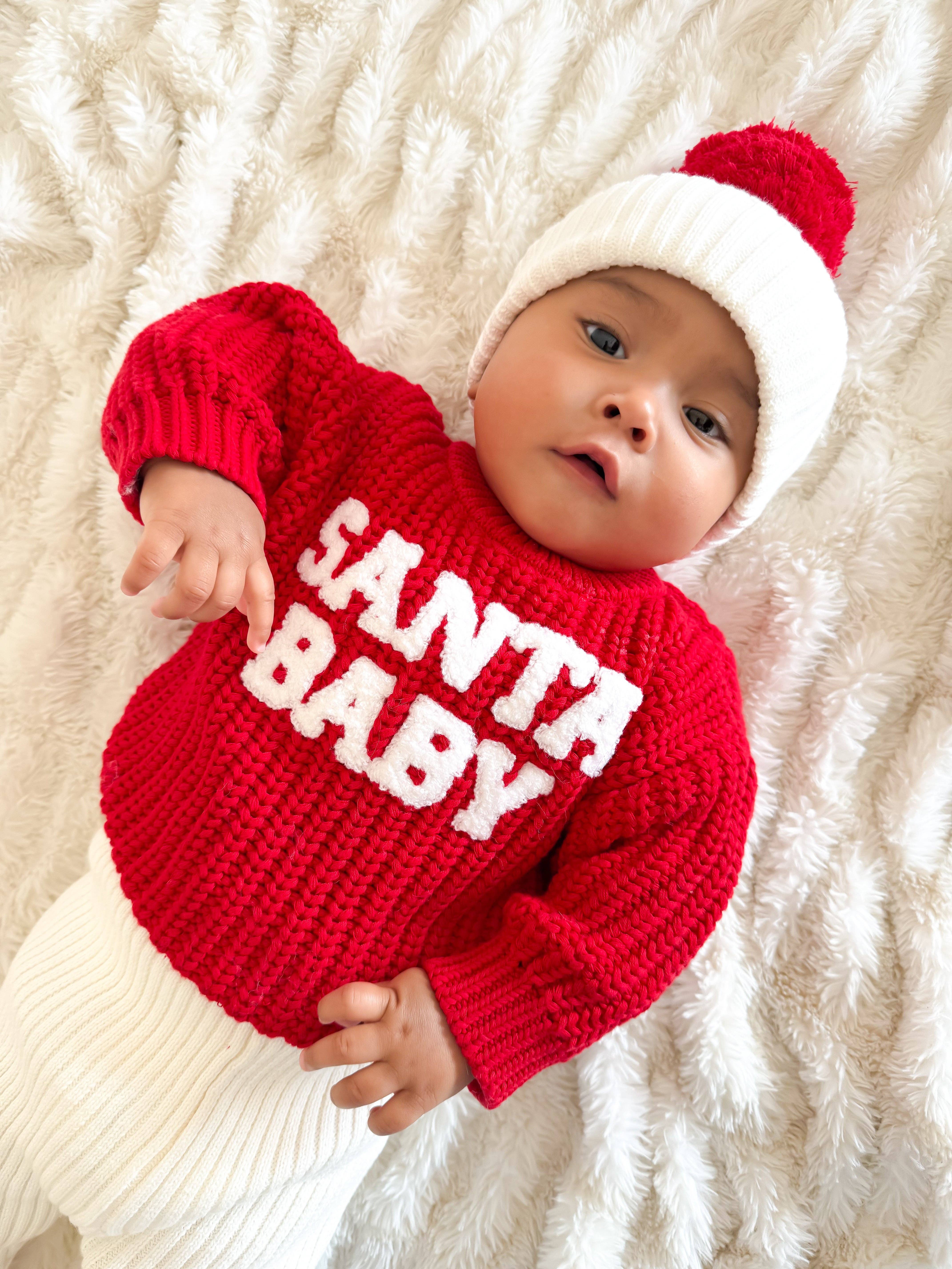 Petite + Co - Wholesale Knit Sweater - Baby - CHUNKY KNIT JUMPER | RED - SANTA BABY BOUCLE5