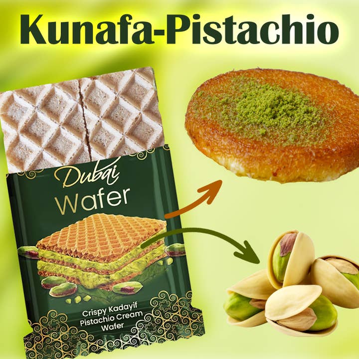 Ceres Gourmet - Wholesale Chocolate Bar - Dubai Chocolate Pistachio Wafers - 3 Piece