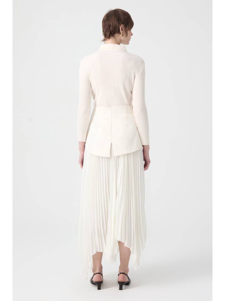 Ecru POCKET FLAP DETAIL PLEATED SKIRT for wholesale on Faire