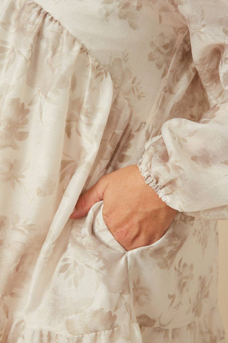 Crema Vestido de organza con estampado floral y escote corazón para mujer de venta al por mayor en Faire10