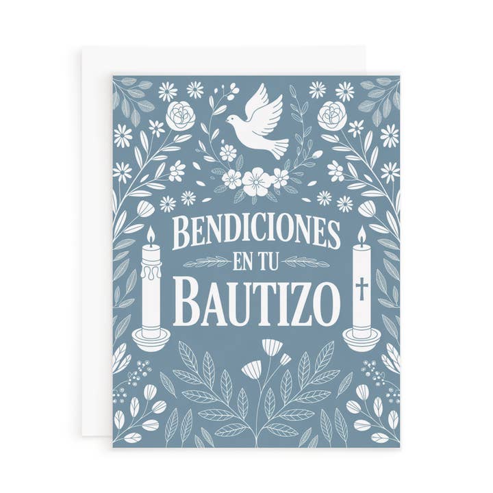 Blue Bautizo Card for wholesale by Things in Spanish